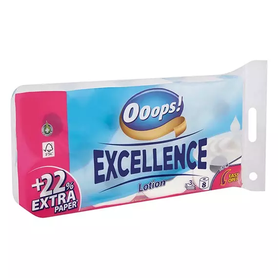 Toalettpapír OOOPS! Excellence 3 rétegű 8 tekercses Lotion