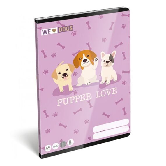 Füzet LIZZY CARD A/5 32 lapos vonalas II.osztályos 16-32 We love dogs,Pups